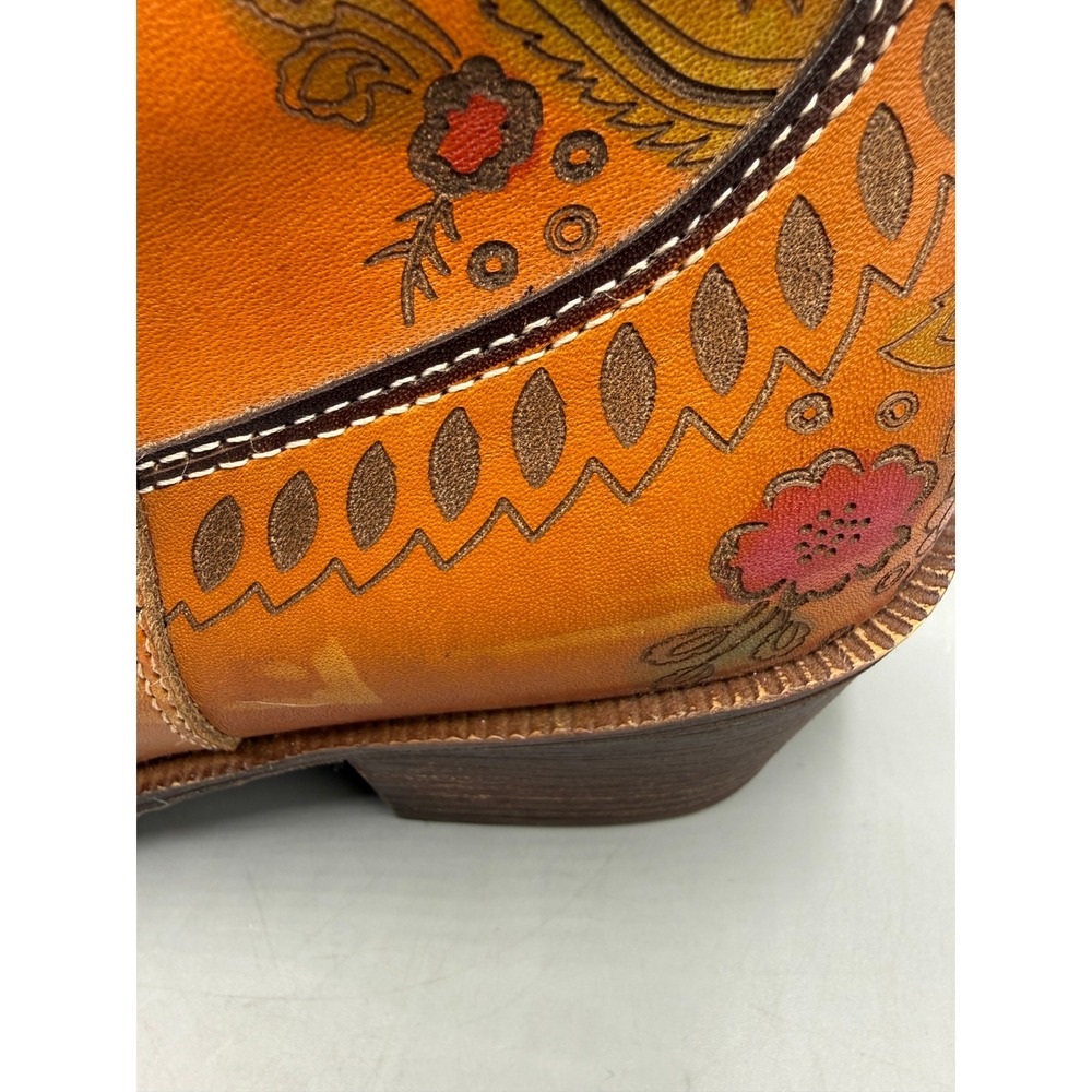 L'Artiste Spring Step Galop-CA Tan Leather Floral Western Ankle Boots Womens 41 - Picture 6 of 16